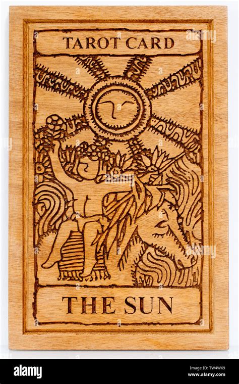 Large Wooden Tarot Card The Sun Stock Photo Alamy