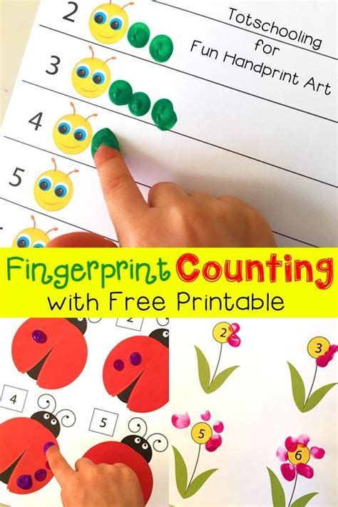Fingerprint Counting Printables for Spring | Preschool activities