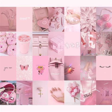 Pink Photo Wall Collage Kit Pink Aesthetic Baby Pink Etsy