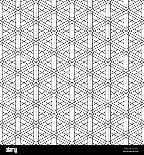 Japanese Seamless Kumiko Pattern In Black And Whitethin Lines Stock