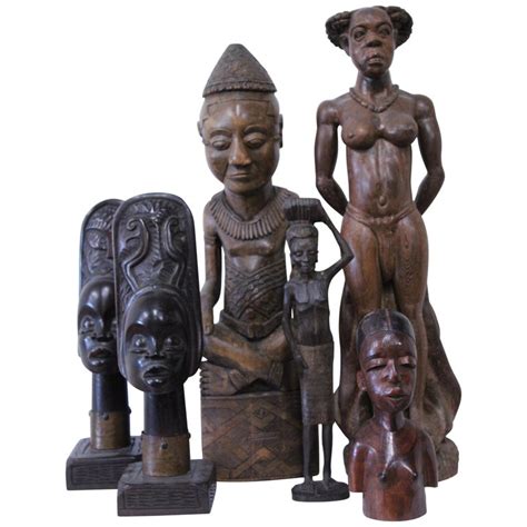 Vintage African Wood Figurine Wooden Carved Sculpture Wood Tribal Statue Hand Carved Africa Wood