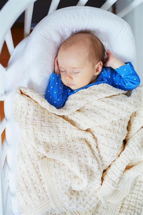 Adorable Baby Girl Sleeping In The Crib Stock Photo Image Of Care