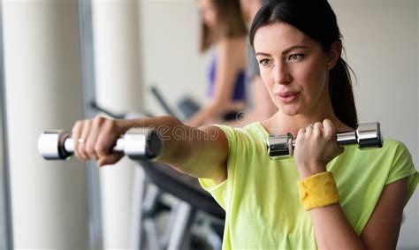 Portrait Of Attractive Fit Woman In Gym Stock Image Image Of Sporty