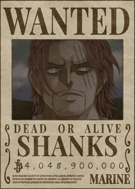 Shanks Wanted Poster Poster By Melvina Poole Displate One Piece Comic One Piece Drawing