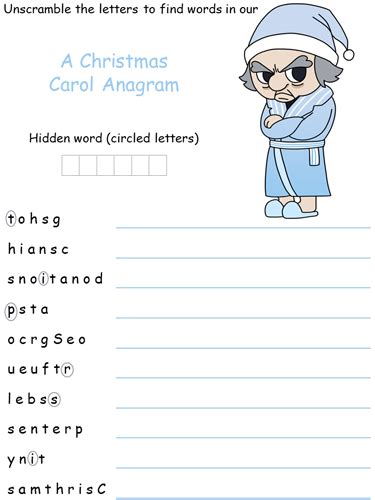 A Christmas Carol Anagram Puzzle