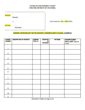 Maybe you would like to learn more about one of these? Court Exhibit List Template - Fill Online, Printable ...