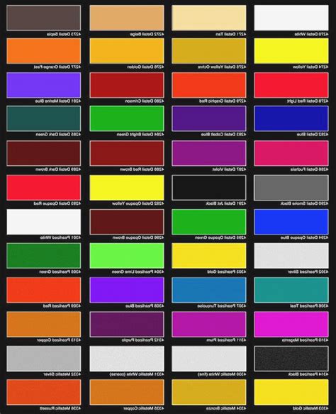 Color Chart For Automotive Paint