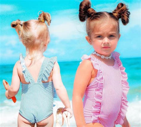 Toddler Kids Baby Girls Striped Swimwear Swimsuit One Piece Bikin
