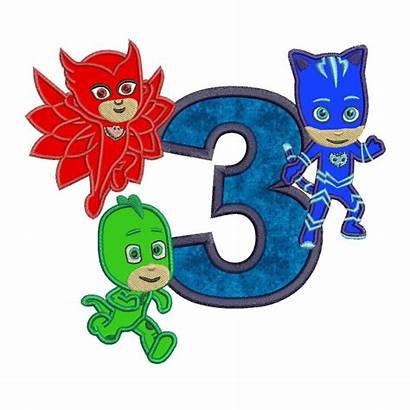 Pj Masks Birthday 3rd Applique Embroidery Number