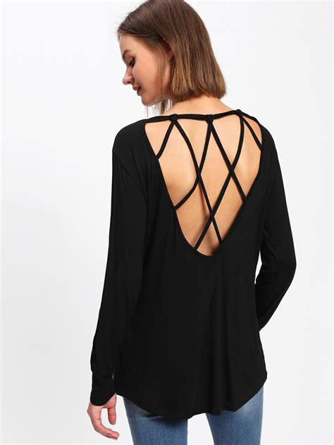 Shop Strappy Back Tee Online Shein Offers Strappy Back Tee And More To