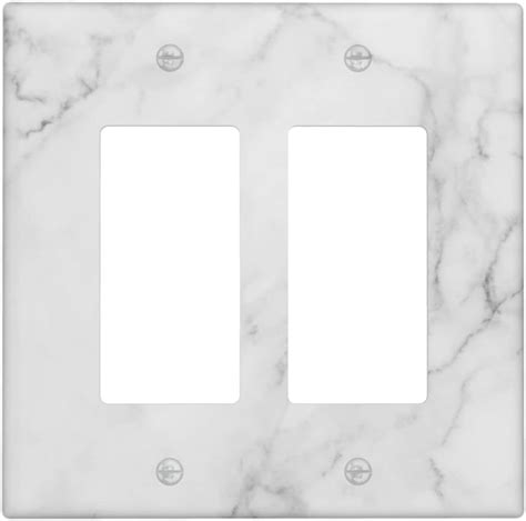 White Marble Wall Plate Decorative Double Rocker Outlet Light Switch Cover Gang Decorator Art