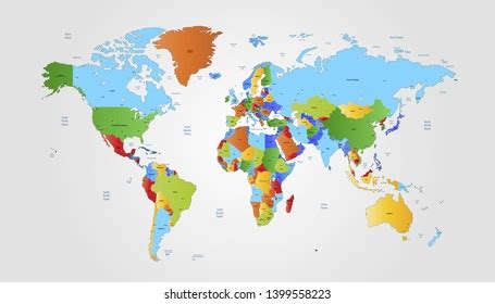 Color World Map Vector Modern Stock Vector Royalty Free 1399558223
