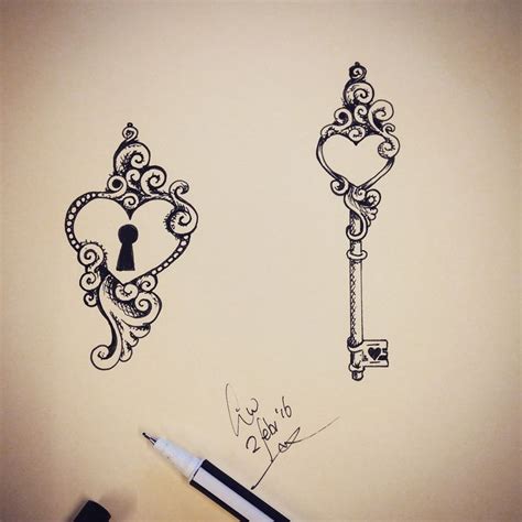 Cool Heart Lock And Key Drawings
