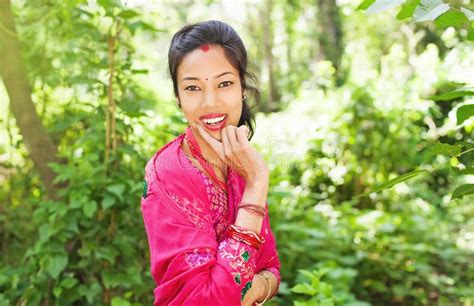 Young Beautiful Nepalese Woman Wearing Saree Stock Photo Image Of
