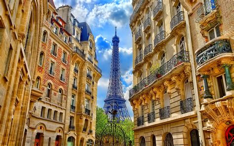 Eiffel Tower Between Buildings Paris France Hd Wallpaper 2560x1600