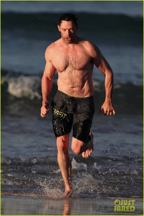 Hugh Jackman Runs Shirtless On The Beach With His Ripped Muscles On Display Photo 3935937