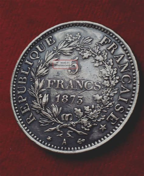France 5 French Francs Silver Coin Hercule Dated 1873 N°2