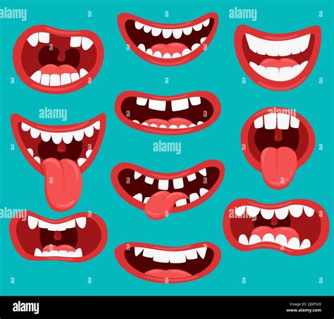 Variations Of The Mouths Of Monstersfunny Mouths With Teeth And Tongue
