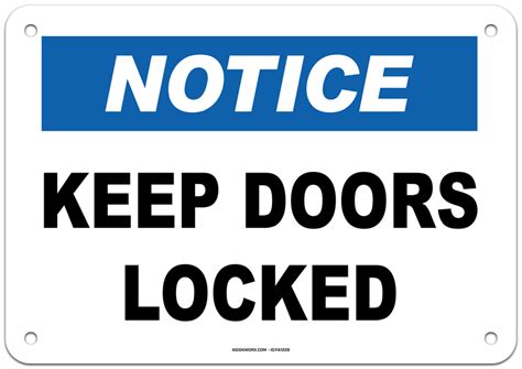Notice Keep Doors Locked Sign