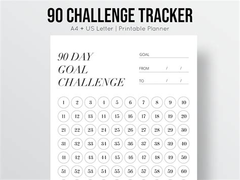 90 Day Goal Challenge Tracker Planificateur Imprimable Etsy