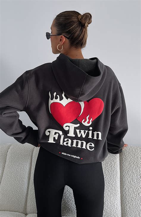 Twin Flame Oversized Hoodie Charcoal - Wishupon