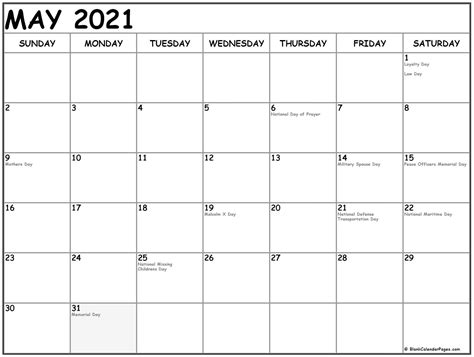 Editable, printable 2021 calendars with week number, us federal holidays, space for notes in word, pdf, jpg. May 2021 calendar | 51+ calendar templates of 2021 calendars