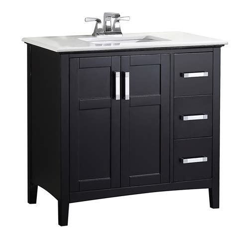 D bath vanity in pearl gray with cultured marble vanity top in white with white basin. Simpli Home Winston 36-inch Vanity in Black with Quartz ...