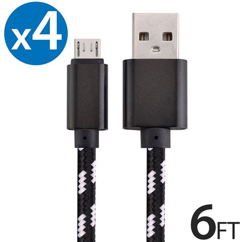 4x Micro Usb Cable Charger For Android Freedomtech 6ft Usb To Micro