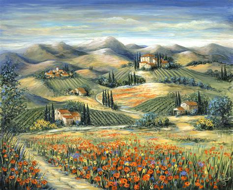 Tuscan Villa And Poppies Painting By Marilyn Dunlap Pixels