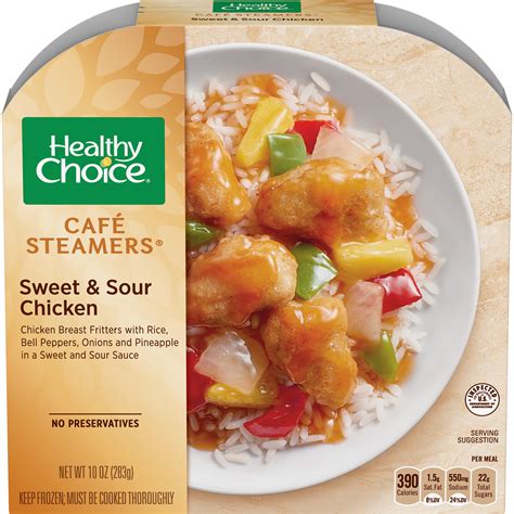This is because the pineapple keeps the chicken from drying out. Healthy Choice Cafe Steamers Frozen Dinner Sweet & Sour ...