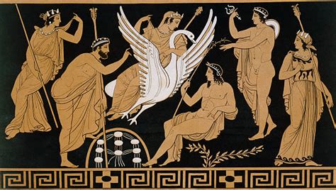 19th Century Greek Vase Illustration Of Zeus Abducting Leda In The Form
