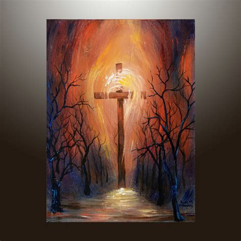 Holy Cross Acrylic Painting Christian Art Original Acrylic Etsy
