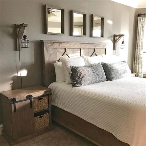 This bed features a tall featuring clean lines and strong wood materials, the tacoma bedroom set offers a modern take on rustic style. DIY Rustic Bedroom set. Plans soon! | Rustic bedroom sets ...