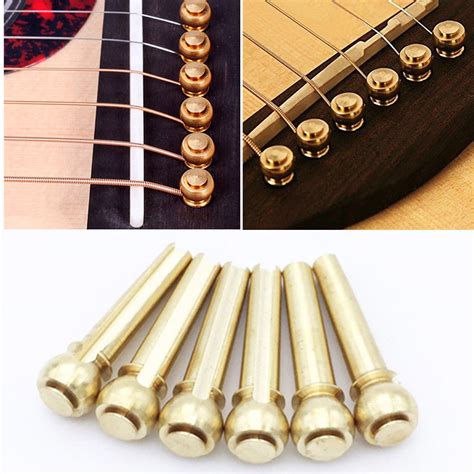 Acoustic Guitar Bridge Pins Set Of 6 Brass Bridge Pins Freya Guitars