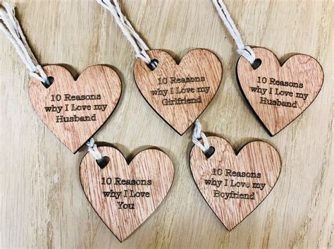 Valentines Day T Engraved Wood Hearts 10 Reasons Why I Love Etsy Uk
