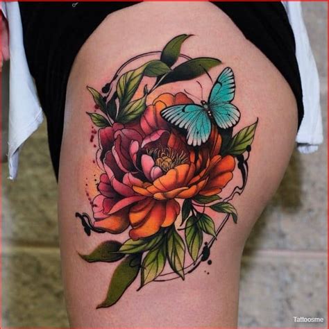 details more than 76 thigh tattoos roses and butterflies best vn