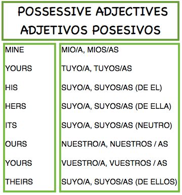 Adjetivos posesivos en inglés Aprendo en inglés