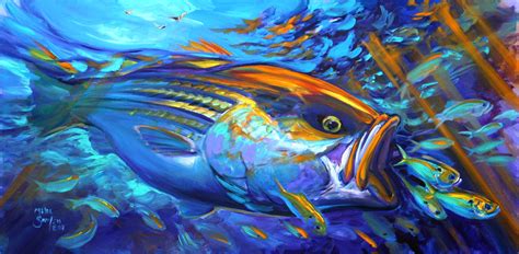 Saltwater Fish Art Saltwater Game Fish Art Striped Bass Sport Fishing