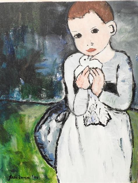 Girl With Dove After Picasso Detail Painting By Jean Forman Fine Art