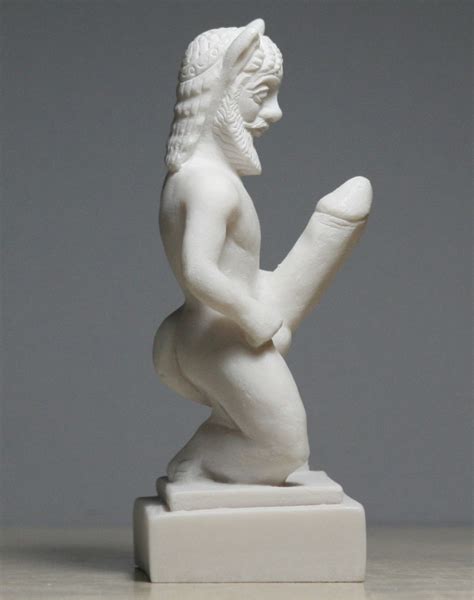 Satyr Faunus Faun Phallus Nude Male Penis Alabaster Statue Sculpture