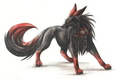 Black And Red Wolf Shadow Creatures Mythical Creatures Demon Wolf