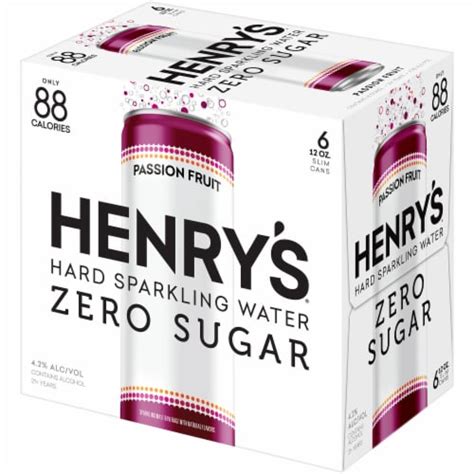 Henrys Hard Passion Fruit Spiked Sparkling Water 6 Count 6 Cans 12