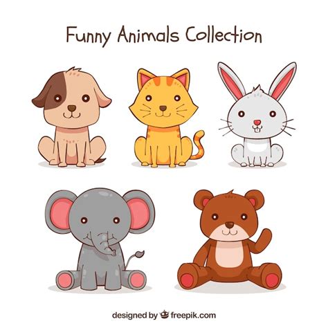 Colección Bonita De Animales Dibujados A Mano Descargar Vectores Gratis