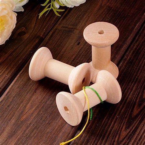 10pcs Natutral Wooden Bobbins Empty Thread Spools For Twine Wire