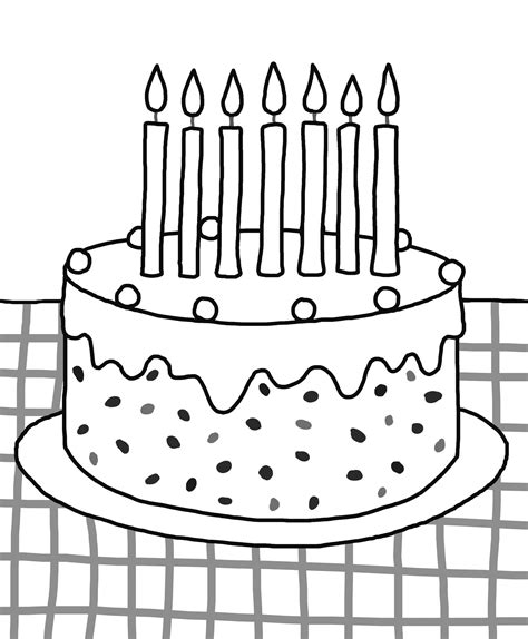 Coloring Pages Happy Birthday Cake Drawing Cake Drawing Template At