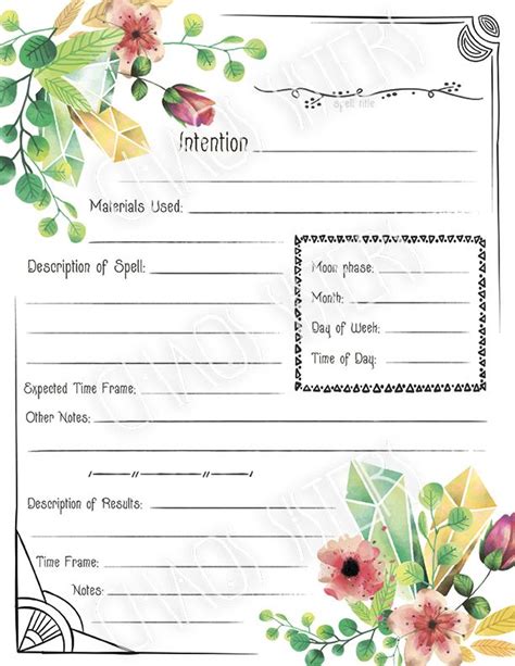 Printable Book Of Shadows Spell Template Page Digital Download Spell