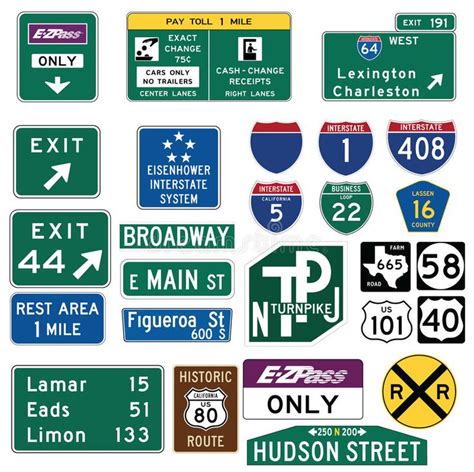 Traffic Guide Signs In The United States Vector Illustration
