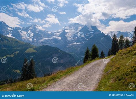 Road To Summer Mountains Beautiful Views Of The Swiss Alps Stock Photo