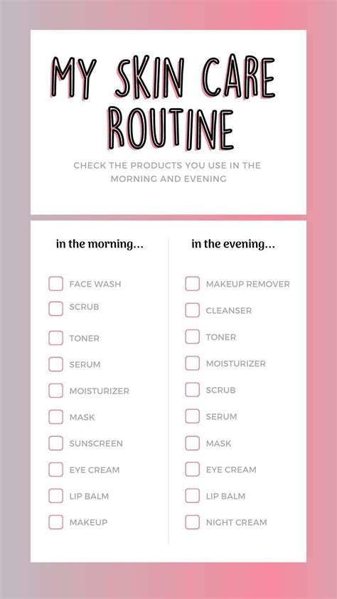 My Skincare Routine Checklist Morning And Night Skin Care Routine
