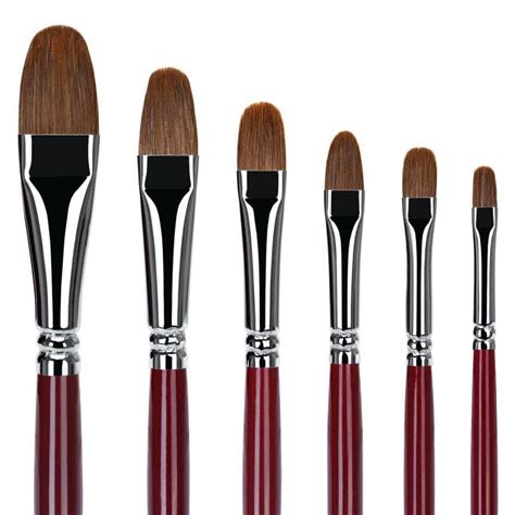 Golden Maple 6pcs Sable Long Handle Filbert Paint Brush Set 128